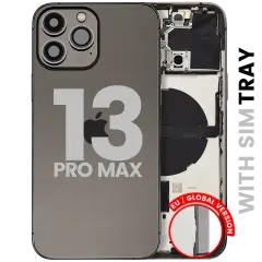 Back Housing W/ Small Parts For iPhone 13 Pro Max (EU / Global Version) (Used OEM Pull: Grade C) (Graphite)