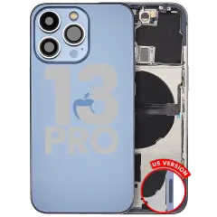 Back Housing W/ Small Parts For iPhone 13 Pro (US Version) (Used OEM Pull: Grade A) (Sierra Blue)