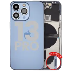 Back Housing W/ Small Parts For iPhone 13 Pro (US Version) (Used OEM Pull: Grade C) (Sierra Blue)