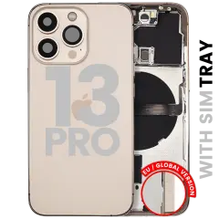 Back Housing W/ Small Parts For iPhone 13 Pro (EU / Global Version) (Used OEM Pull: Grade B) (Gold)