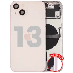 Back Housing W/ Small Parts For iPhone 13 (US Version) (Used OEM Pull: Grade C) (Pink)