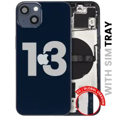Back Housing W/ Small Parts For iPhone 13 (EU / Global Version) (Used OEM Pull: Grade C) (Midnight)