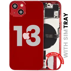 Back Housing W/ Small Parts For iPhone 13 (EU / Global Version) (Used OEM Pull: Grade C) (Red)