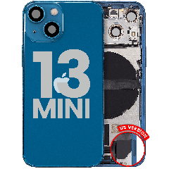 Back Housing W/ Charging Port Flex & Small Parts For iPhone 13 Mini (US Version) (Used OEM Pull: Grade C) (Blue)