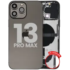 Back Housing W/ Charging Port Flex & Small Parts For iPhone 13 Pro Max (US Version) (Used OEM Pull: Grade A) (Graphite)