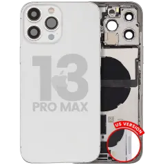 Back Housing W/ Charging Port Flex & Small Parts  For iPhone 13 Pro Max (US Version) (Used OEM Pull: Grade B) (Silver)