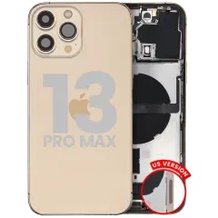 Back Housing W/ Charging Port Flex & Small Parts  For iPhone 13 Pro Max (US Version) (Used OEM Pull: Grade C) (Gold)