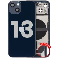 Back Housing W/ Charging Port Flex & Small Parts For iPhone 13 (US Version) (Used OEM Pull: Grade C) (Midnight)
