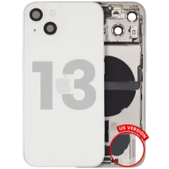 Back Housing W/ Charging Port Flex & Small Parts For iPhone 13 (US Version) (Used OEM Pull: Grade C) (Starlight)