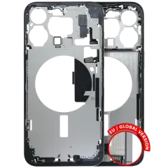 Mid-Frame Housing W/ Charging Port Flex & Small Parts For iPhone 15 Pro Max (EU / Global Version) (Used OEM Pull: Grade C) (Blue Titanium)