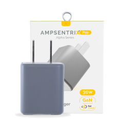 30W Dual-Port Wall Charger with GaN Fast Charging (USB-C + USB-A) (AmpSentrix Pro) (Natural Titanium)
