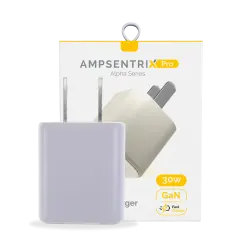 30W Dual-Port Wall Charger with GaN Fast Charging (USB-C + USB-A) (AmpSentrix Pro) (Desert Titanium)