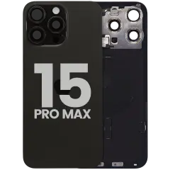 Back Glass w/ MagSafe Magnet & NFC & Flashlight Flex For iPhone 15 Pro Max (Used OEM Pull: Grade C) (Black Titanium)