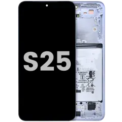 OLED Assembly With Frame For Samsung Galaxy S25 5G (US & International Version) (Used OEM Pull: Grade A) (Icy Blue)