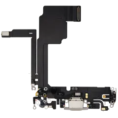 Charging Port Flex Cable For iPhone 15 Pro (Used OEM Pull) (White Titanium)