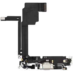 Charging Port Flex Cable For iPhone 15 Pro Max (Used OEM Pull) (White Titanium)