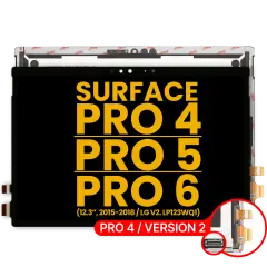 LCD Assembly With Digitizer For Microsoft Surface Pro 12.3" 4th (1724) (Version 2 / LG LCD Version: LP123WQ1) / 5th  (1796) / 6th  (1807) (Refurbished) (Black)