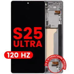 OLED Assembly With Frame For Samsung Galaxy S25 Ultra 5G (US & International) (Aftermarket Plus) (120Hz) (Titanium White Silver)