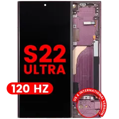 OLED Assembly With Frame For Samsung Galaxy S22 Ultra 5G (US & International Version) (Aftermarket Plus) (120Hz) (Burgundy)