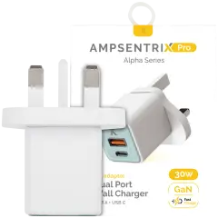 AmpSentrix 30W 2-in-1 USB-C / USB-A Wall Adapter (220V / UK Plug) (Teal)