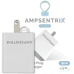 AmpSentrix 65W USB-C GaN Wall Adapter (110V / US Plug)