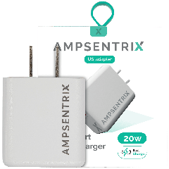 AmpSentrix 20W Dual-Port (USB-C + USB-A) Wall Adapter
