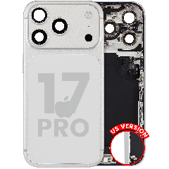 Back Housing W/ Charging Port Flex & Small Parts Compatible For iPhone 17 Pro (US Version) (Used OEM Pull: Grade A) (Silver)