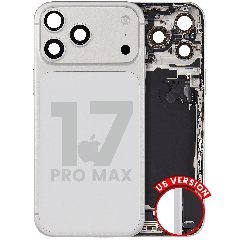 Back Housing W/ Charging Port Flex & Small Parts For iPhone 17 Pro Max (US Version) (Used OEM Pull: Grade C) (Silver)