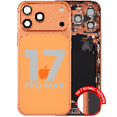 Back Housing W/ Charging Port Flex & Small Parts For iPhone 17 Pro Max (EU / Global Version) (Used OEM Pull: Grade C) (Cosmic Orange)