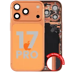Back Housing W/ Charging Port Flex & Small Parts For iPhone 17 Pro (EU / Global Version) (Used OEM Pull: Grade B) (Cosmic Orange)