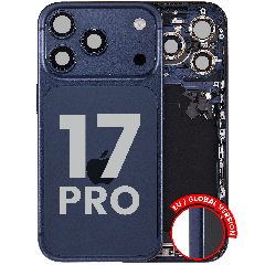 Back Housing W/ Charging Port Flex & Small Parts For iPhone 17 Pro (EU / Global Version) (Used OEM Pull: Grade C) (Deep Blue)