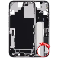 Mid-Frame Housing W/ Charging Port Flex & Small Parts For iPhone 17 (US Version) (Used OEM Pull: Grade C) (White)
