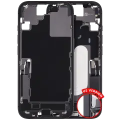 Mid-Frame Housing W/ Charging Port Flex & Small Parts For iPhone 17 (US Version) (Used OEM Pull: Grade C) (Black)