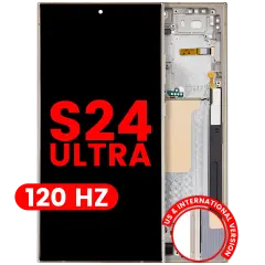 OLED Assembly With Frame For Samsung Galaxy S24 Ultra (US & International Version) (Aftermarket Plus) (120Hz) (Titanium Yellow)