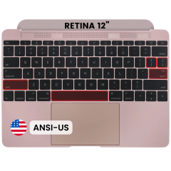 Top Case with Keyboard (ANSI US) For MacBook 12" A1534 (2016-2017) (Used OEM Pull: Grade A) (Rose Gold)