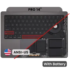 Top Case with Battery and Keyboard (ANSI US) For MacBook Pro 14" A3401 (2024) (Used OEM Pull: Grade A) (Space Black)
