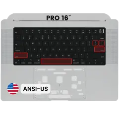 Top Case with Keyboard (ANSI US) For MacBook Pro 16" A2485 (2021) / A2780 (2023) (Used OEM Pull: Grade B/C) (Space Gray)