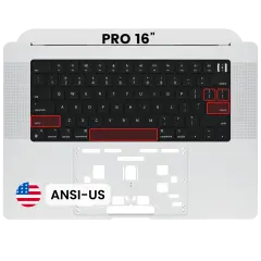 Top Case with Keyboard (ANSI US) For MacBook Pro 16" A2485 (2021) / A2780 (2023) (Used OEM Pull: Grade B/C) (Silver)