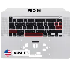Top Case with Keyboard (ANSI US) For MacBook Pro 16" A2141 (2019) (Used OEM Pull: Grade A) (Silver)