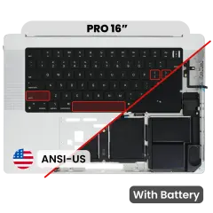 Top Case with Battery and Keyboard (ANSI US) For MacBook Pro 16" A2780 (2023) (Genuine OEM) (Silver)