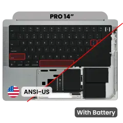 Top Case with Battery and Keyboard (ANSI US) For MacBook Pro 14" A2442 (2021) / A2779 (2023) (Used OEM Pull: Grade A) (Space Gray)