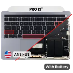 Top Case with Battery and Keyboard (ANSI US) For MacBook Pro 13" A1706 (2016) (Used OEM Pull: Grade B/C) (Space Gray)