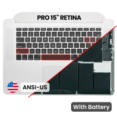 Top Case with Battery and Keyboard (ANSI US) For MacBook Pro 15" A1398 (2013-2014) (Used OEM Pull: Grade A)