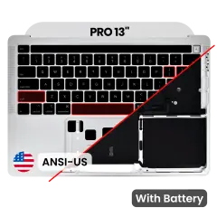 Top Case with Battery and Keyboard (ANSI US) For MacBook Pro 13" A2289 (2020) (Used OEM Pull: Grade A) (Silver)