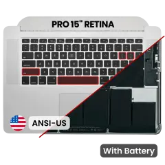 Top Case with Battery and Keyboard (ANSI US) For MacBook Pro 15" A1398 (2013-2014) (Used OEM Pull: Grade B/C)