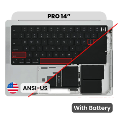 Top Case with Battery and Keyboard (ANSI US) For MacBook Pro 14" A2442 (2021) (Silver)