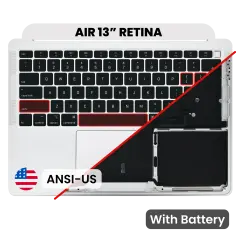 Top Case with Battery and Keyboard (ANSI US) For MacBook Air 13" A2179 (2020) (Used OEM Pull: Grade B/C) (Silver)