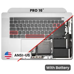 Top Case with Battery and Keyboard (ANSI US) For MacBook Pro 16" A2141 (2019) (Used OEM Pull: Grade A) (Silver)