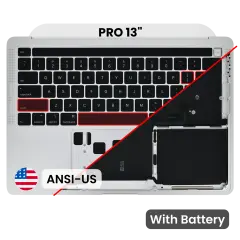 Top Case with Battery and Keyboard (ANSI US) For MacBook Pro 13" A2338 (2020) (Used OEM Pull: Grade A) (M1) (Silver)