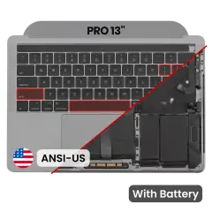 Top Case with Battery and Keyboard (ANSI US) For MacBook Pro 13" A1989 (2018-2019) (Used OEM Pull: Grade A) (Space Gray)